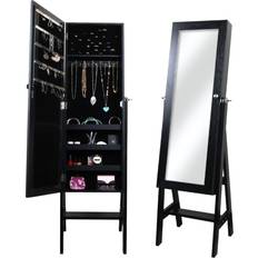 New View Black Mirrored Jewelry Armoire, One Size, Black Black