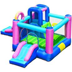 Bouncy Castles Costway Inflatable Bounce Castle with Dual Slides & Climbing Wall without Blower
