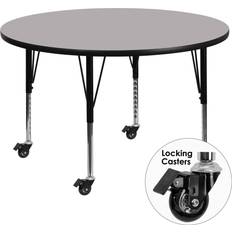 Children's Tables Flash Furniture Wren Mobile 48'' Round Grey Thermal Laminate Activity Table Height Adjustable Short Legs, XU-A48-RND-GY-T-P-CAS-GG