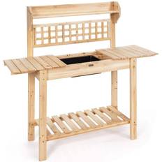 Wood Pots & Planters Costway Potting Bench Workstation Table