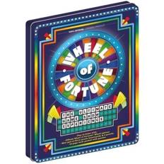 The wheel board game Wheel of Fortune Game Tin With Official Wheel of Fortune Wheel Spinner and Tons of Puzzles!