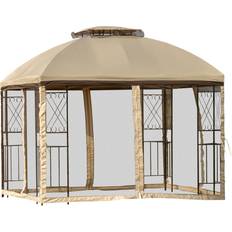 OutSunny Pavilions & Accessories OutSunny 10' Patio Gazebo Canopy Double Tier Roof, Removable Mesh
