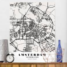 Schwarz-Weiß Stadtplan Amsterdam Klassik Bild