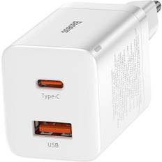 Baseus Batterier & Ladere Baseus Super Si Pro Hurtig Oplader 30W USB-C, USB-A Hvid
