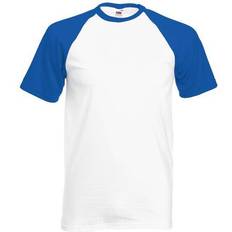 Fruit of the Loom Men's Short Sleeve Baseball T-shirt - White/Royal Blue