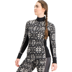 Ski Overdeler Kari Traa Women's Else Half Zip Baselayer Premium 100% Merino Wool Shirt, Black