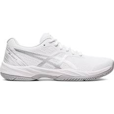 Asics Racket Sport Shoes Asics GelGame Women's Tennis Shoe, White/Silver
