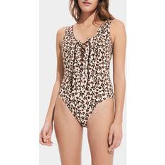 Yellow Swimsuits Vilebrequin Turtles Leopard Jersey One-Piece Swimsuit PAILLE