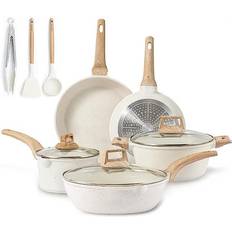 Carote Cookware Sets Carote White Granite Cookware Set with lid 11 Parts