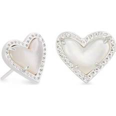 Kendra Scott Earrings Kendra Scott Ari Heart Stud Earrings Rhodium Ivory Mother-of-Pearl Earring Silver One One