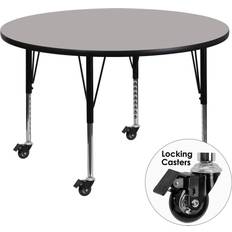 Tables Flash Furniture Mobile Round HP Laminate Activity Table With Height-Adjustable Short Legs, 48" Gray