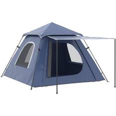 OutSunny Tents OutSunny 3-Person to 4-Person Automatic Camping Tent w/Porch, Pop Up Tent, Portable Backpacking Shelter, Blue