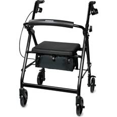 Rollator walker with seat McKesson upright rollator walker folding 32 to 37” handle height 146-r726bk