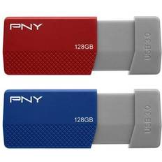 PNY USB 3.0 Flash Drives, 128GB, Assorted Colors, Pack Of 2 Drives