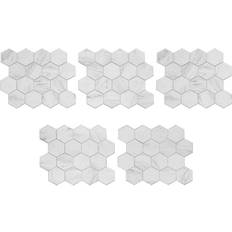 Mosaic Tiles Aspect Collage 12.75 10.6 Carrara Hex Peel and Stick Decorative Backsplash pk/case 4.69 sq. ft.