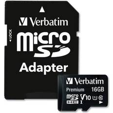 16 GB Minnekort & minnepenner Verbatim Premium microSDHC Class 10 UHS-I U1 V10 80MB/s 16GB +Adapter
