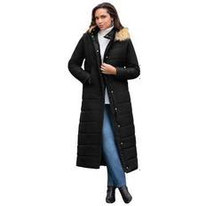 Roaman's plus maxi-length puffer jacket with hood winter coat