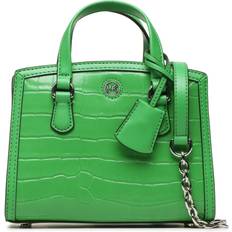 Grønne Messengervesker Michael Kors MK Chantal Extra-Small Crocodile Embossed Leather Messenger Bag Palm Green