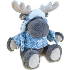 Puzzled grey Moose Soft Stuffed Plush cuddly Animal Toy With clothes Animal Theme 15 INcH Unique huggable loveable New friend gift Item #5306