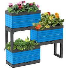 Southern Patio Outdoor Planter Boxes Southern Patio FlexSpace Seabreeze Blue Resin Modular Raised Garden Bed