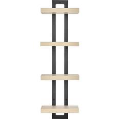 Danya B W White Birch Black Metal 4-Tier Ladder Bracket Floating Wall Shelf