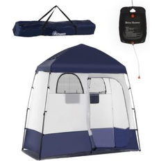 OutSunny Tents OutSunny Blue Pop Up Polyester Cloth Portable Shower Tent Enclosure with 2 Rooms and Shower Bag