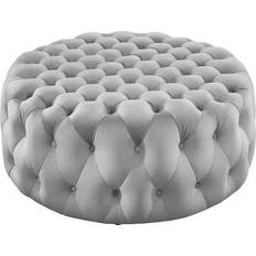 Stools modway Amour Tufted Button Large Round Light Gray Velvet 16.5"