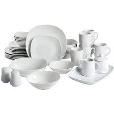 Dinner Sets Gibson Home Classic Pearl 39-Piece Ceramic Square Dinner Set
