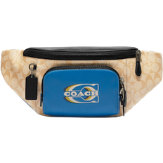 Coach Track Belt Bag In Colorblock Signature Canvas with Coach Stamp - Black Antique Nickel/Light Khaki/Blue Jay Multi