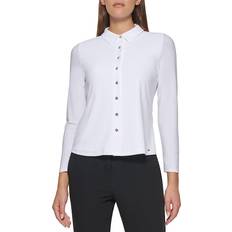 Tommy Hilfiger Women's Long Sleeve Collared Button Front Top - White