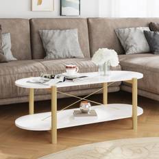 Grå Sofabord vidaXL white Engineered Wood Side Centre Coffee Table