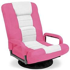 Gaming Chairs Best Choice Products 360-Degree Swivel Gaming Floor w/ Armrest Handles Foldable Adjustable Pink/White