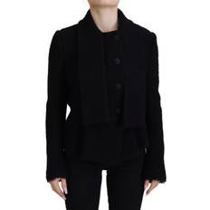 Dolce & Gabbana Black Wool Coat Blazer Wrap Women's Jacket