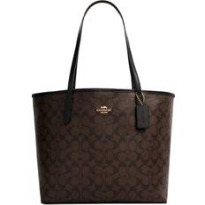 Coach Totes & Shopping Bags Coach City Tote In Signature Canvas - Gold/Brown Black