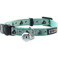Pawtitas Glow In The Dark Teal Safety Buckle Removable Bell Collar