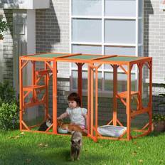 Coziwow Cat house outdoor catio kitty enclosure wooden cat cage condo playpen
