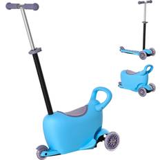 Ride-On Toys 3-in-1 Kids Scooter, Adjustable Walker Push Car w/ 3 Wheels, Blue Blue Blue