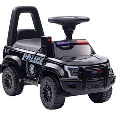 Aosom Kids Push Ride On Car with Working PA System and Horn, Police Truck Style Foot-to-Floor Sliding Car for Boys and Girls with Under-Seat Storage
