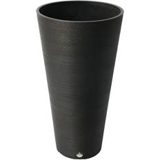 Algreen Pots Algreen Valencia 15.4 Black Plastic Round Taper Ribbed with Shelf