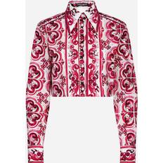 Dolce & Gabbana Cropped majolica-print poplin shirt tris_maioliche_fuxia