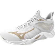 Volleyball Shoes Mizuno Women's Wave Dimension Volleyball Shoe, White-Gold