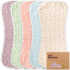 Cloth Diapers KeaBabies 5pk Organic Muslin Baby Burp Cloths, Large Absorbent Muslin Burp Cloths, Soft Burp Clothes for Baby, Multicolor