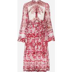 Dolce & Gabbana Majolica silk chiffon midi dress pink