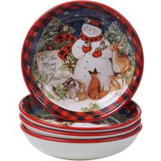 Green Soup Bowls Certified International Magic Of Christmas Set of Snowman Soup Bowl 4