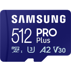 Class 10 Minnekort & minnepenner Samsung PRO Plus MicroSDXC UHS-I U3 V30 A2 130/180MB/s 512GB