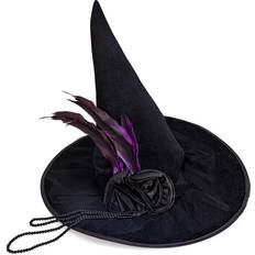 Skeleteen deluxe pointed witch hat glamorous black witches accessories fancy