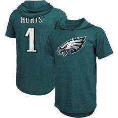 Majestic Threads T-shirts Majestic Threads Men's Jalen Hurts Midnight Green Philadelphia Eagles Player Name & Number Tri-Blend Hoodie T-Shirt