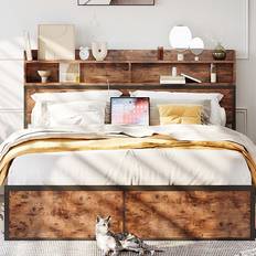 Ironck Bookcase Headboard and Charging Station