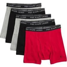 Men Men's Underwear Polo Ralph Lauren Classic Cotton Boxer Briefs 5-pack - Andover Heather/RL2000 Red/Polo Black