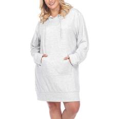 White Mark Women’s Hoodie Sweatshirt Dress Plus Size - Heather Grey